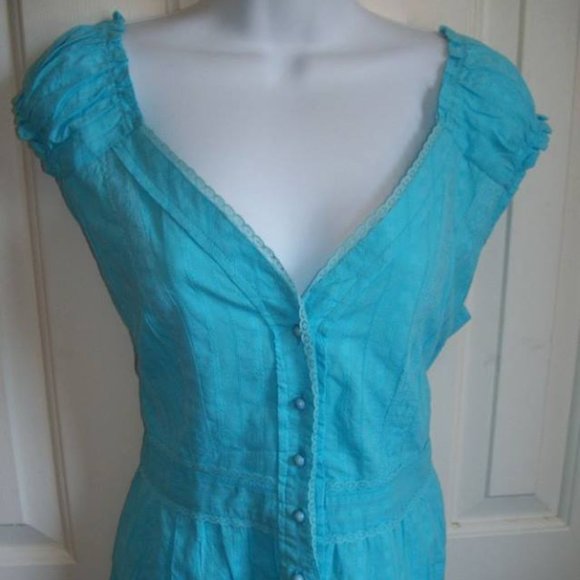 Nevada Blue Cotton Blouse Size 18